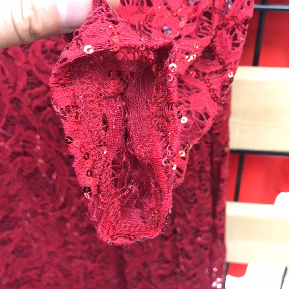 NWT,Marina Sequin Lace Long Sleeve Gown,red - Picture 13 of 15